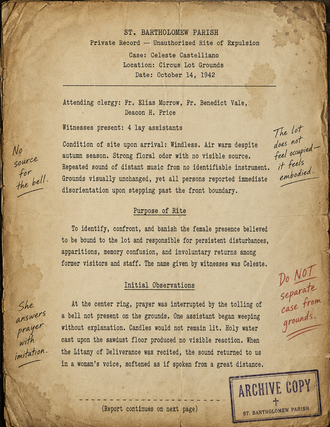1940s exorcism attempt document 1